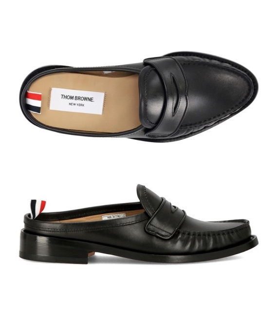 Thom Browne Penny Loafer Mules In Black