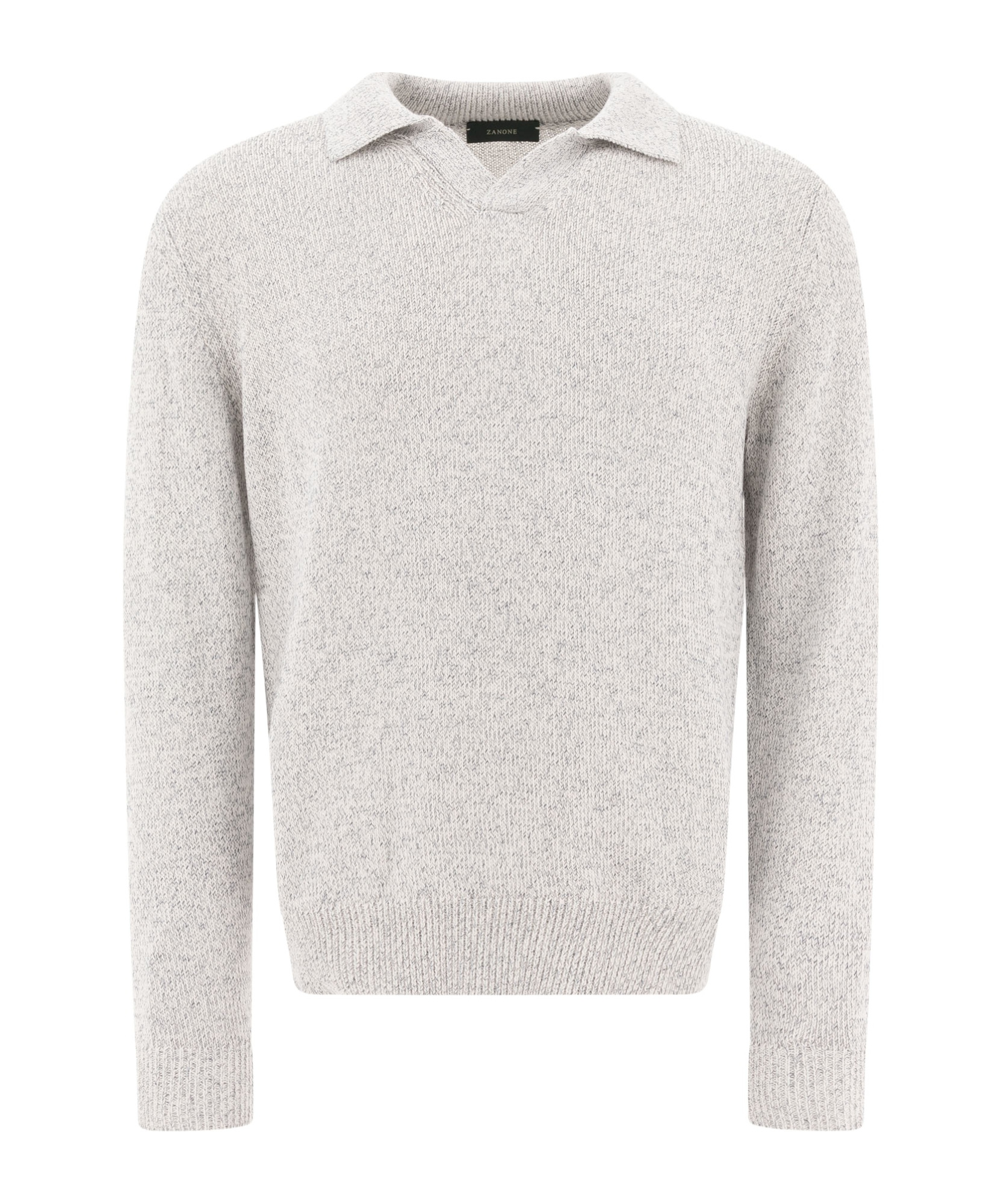 Zanone Textured Knit Polo Shirt In Soft Cotton-polyamide Blend In Gray