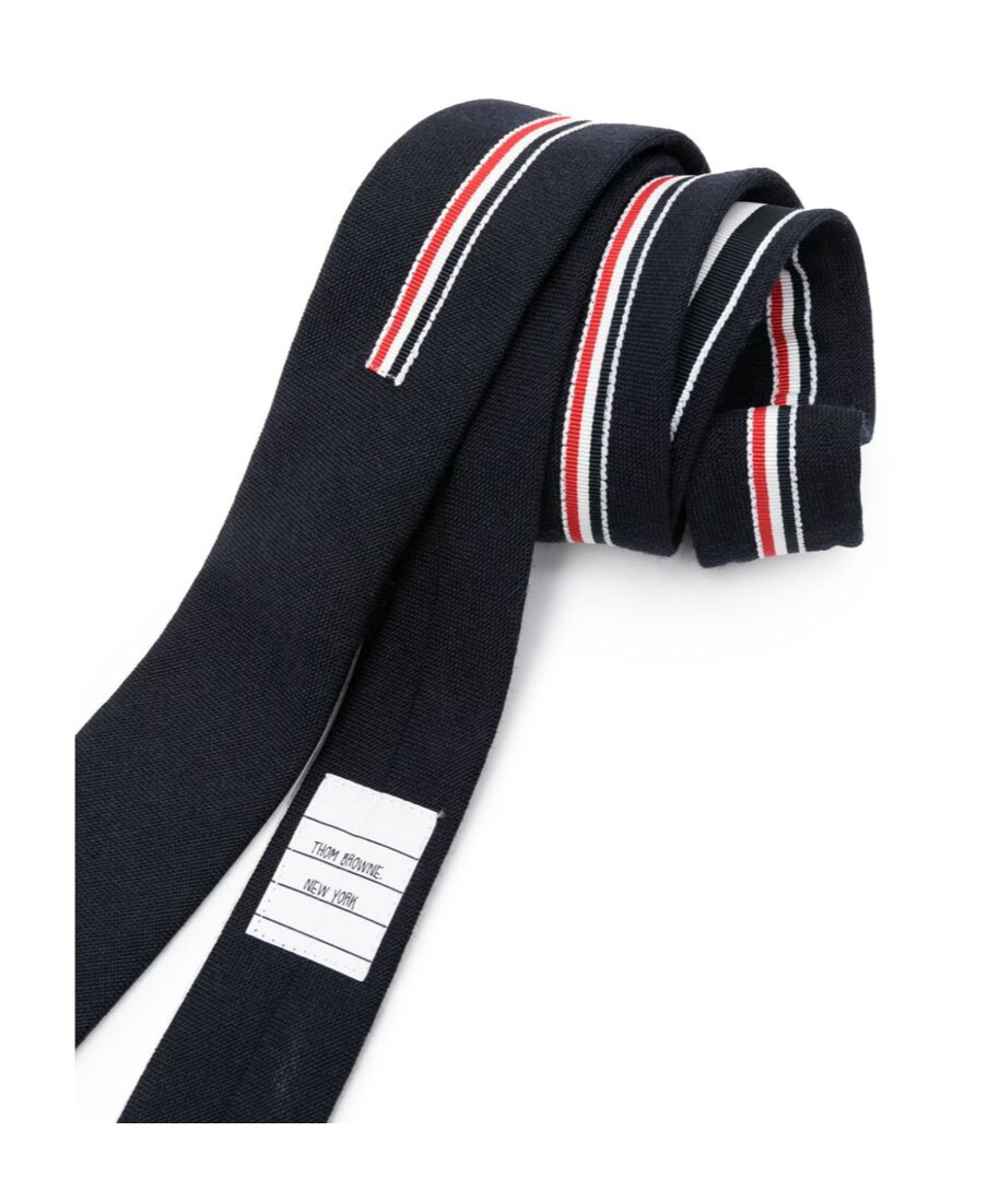 Thom Browne Rwb-stripe Wool Tie In Black