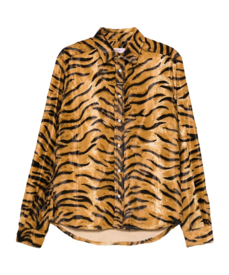 Martine Rose Tiger-print Felt Shirt In Brown