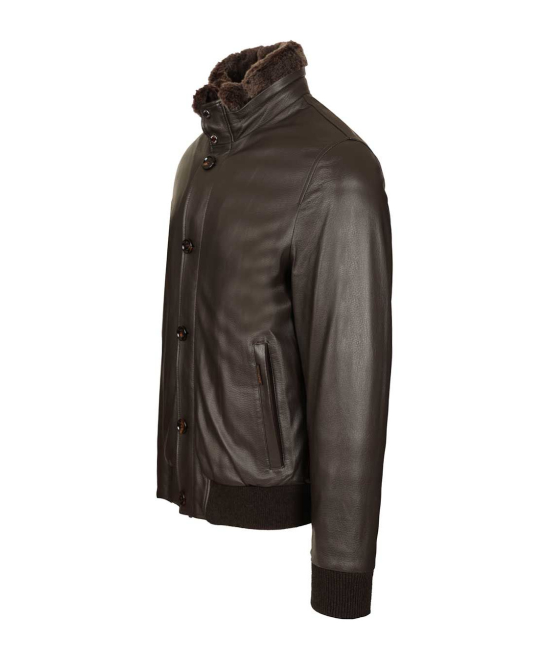 Moorer Long-sleeved Leather Jacket In Brown