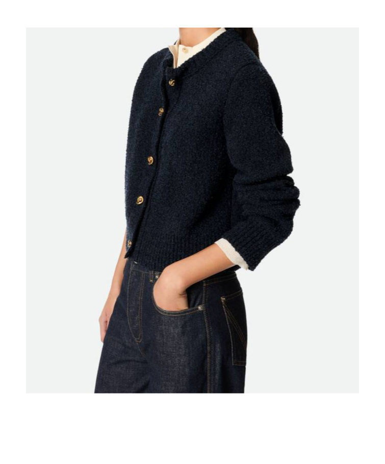 Bottega Veneta Boucle Cardigan In Black