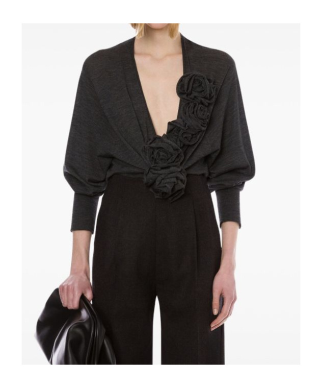Alberta Ferretti Floral Embroidery Blouse In Black