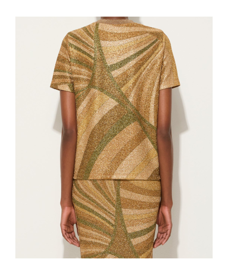 Pucci Marmo Print Jersey Lamé T-shirt In Brown