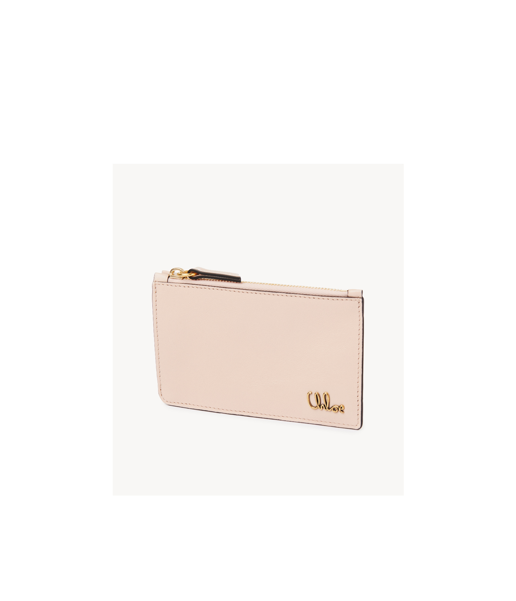 Chloé Iconic Logo Zip-around Leather Wallet In Nude