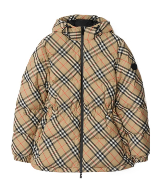 Burberry Vintage Check Pattern Puffer Jacket In Brown