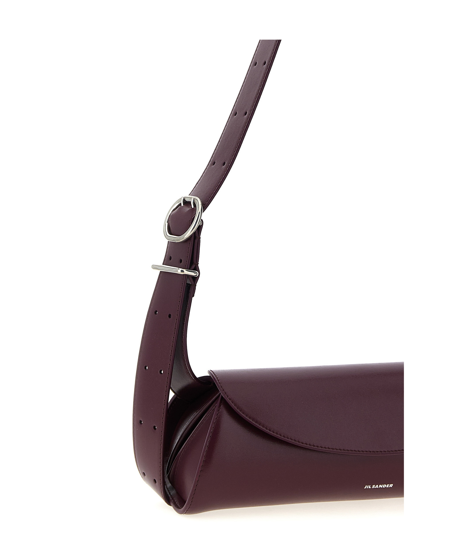 Jil Sander Small Rectangular Shoulder Bag With Adjustable Strap In Burgundy