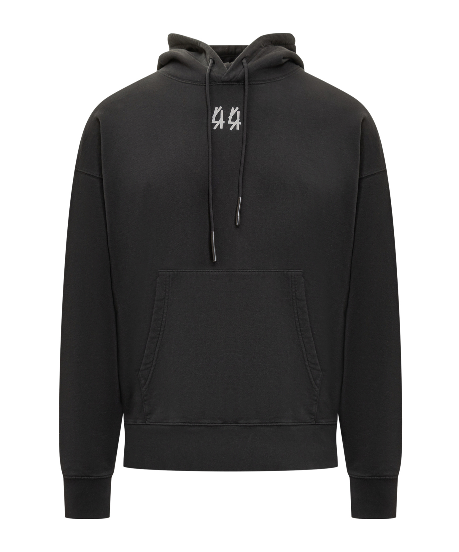 44 Label Group Relaxed Fit Black Cotton Hoodie With Bold Graphic Print In Black