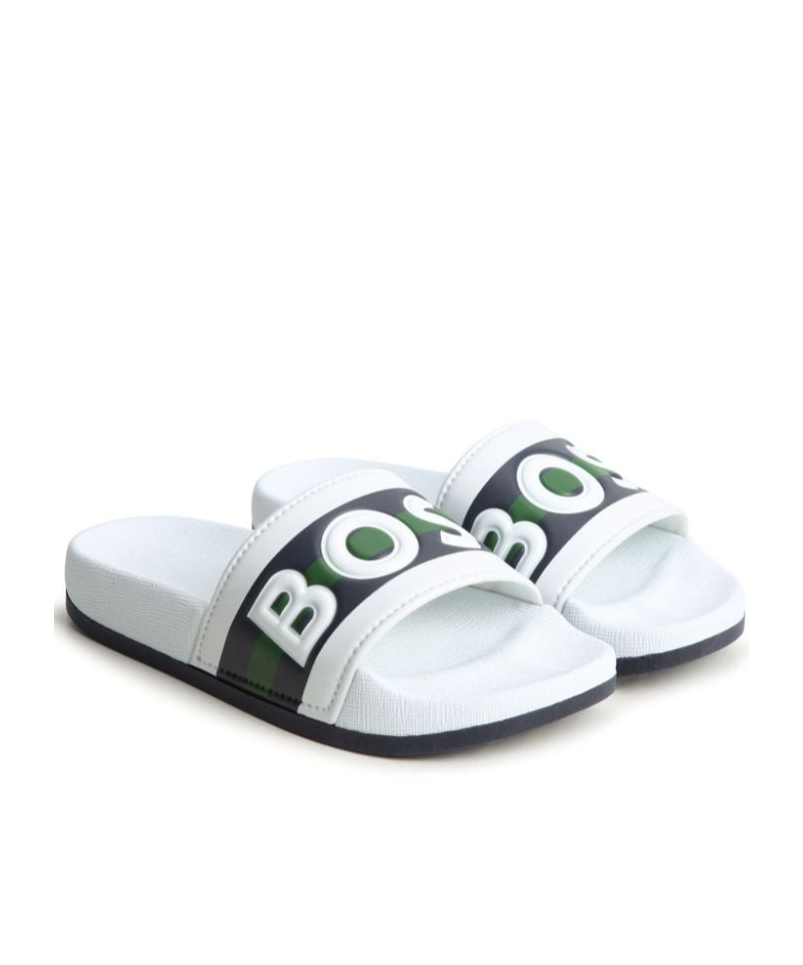 Hugo Boss Boys Logo Sliders In White