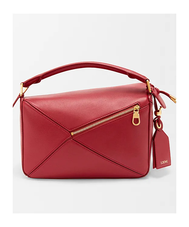Loewe Small Featherlight Puzzle Bag In Nappa Lambskin In Red