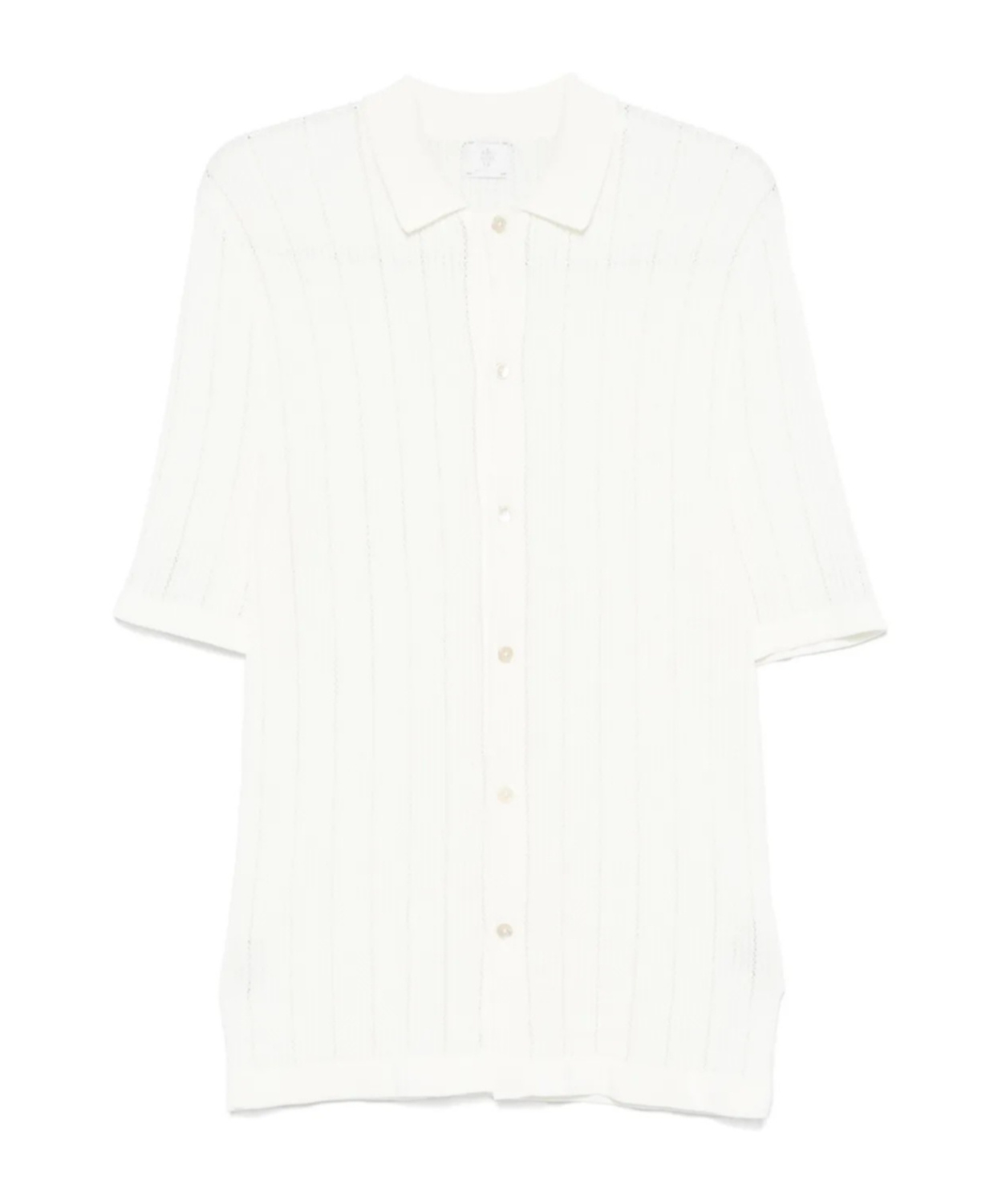 Eleventy Ribbed Knitted Shirt French Collar In White
