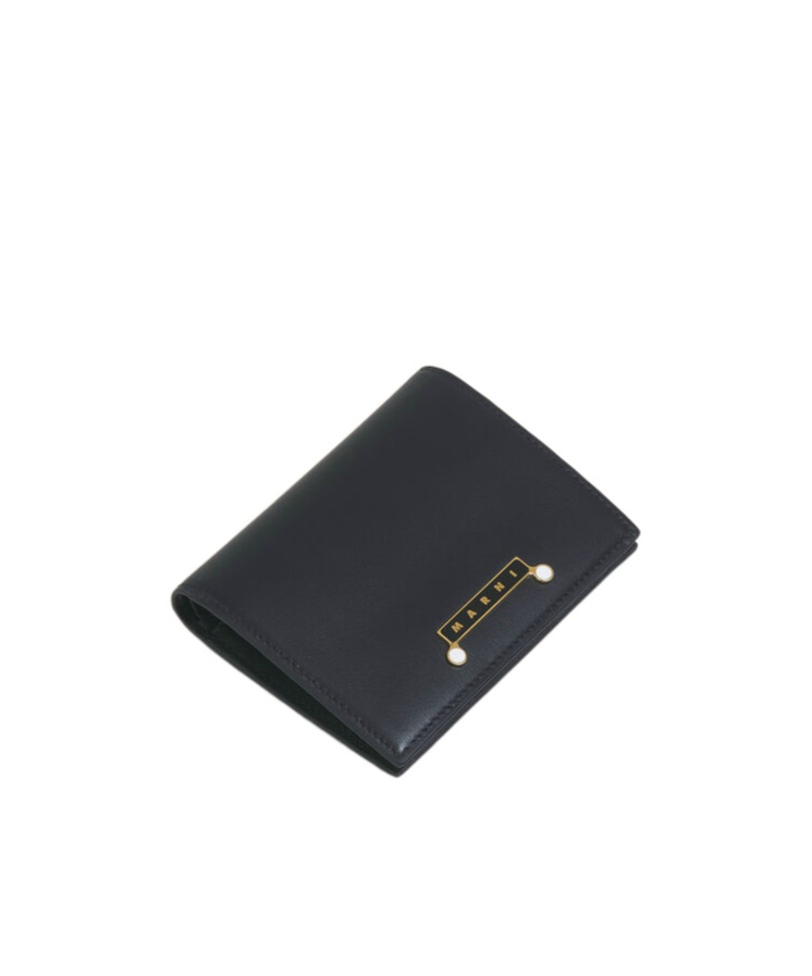 Marni Black Leather Envelope Bifold Wallet In Black
