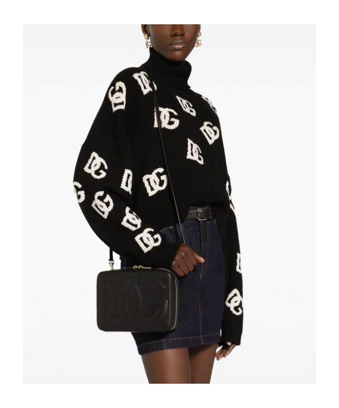 Dolce & Gabbana Intarsia-knit Logo Virgin Wool Jumper In Black