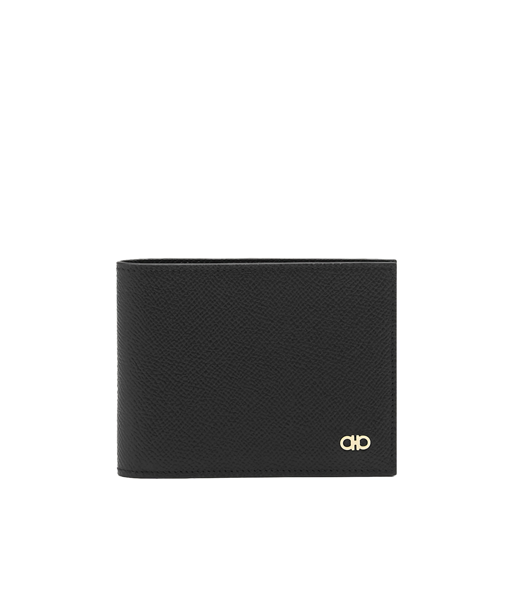 Shop Ferragamo Gancini Bi-fold Leather Wallet In Black