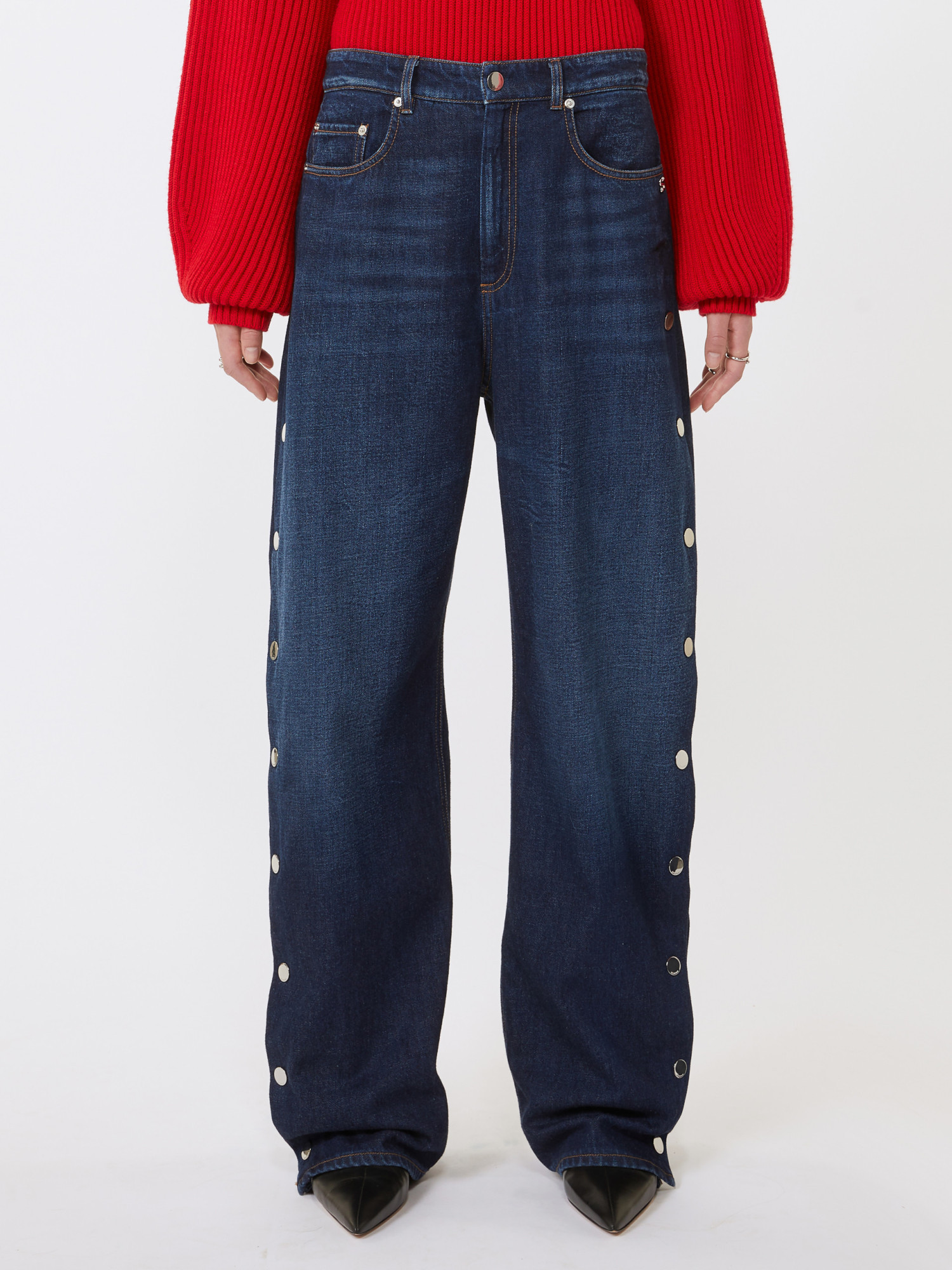 Sportmax Button-down Wide-leg Jeans In Blue