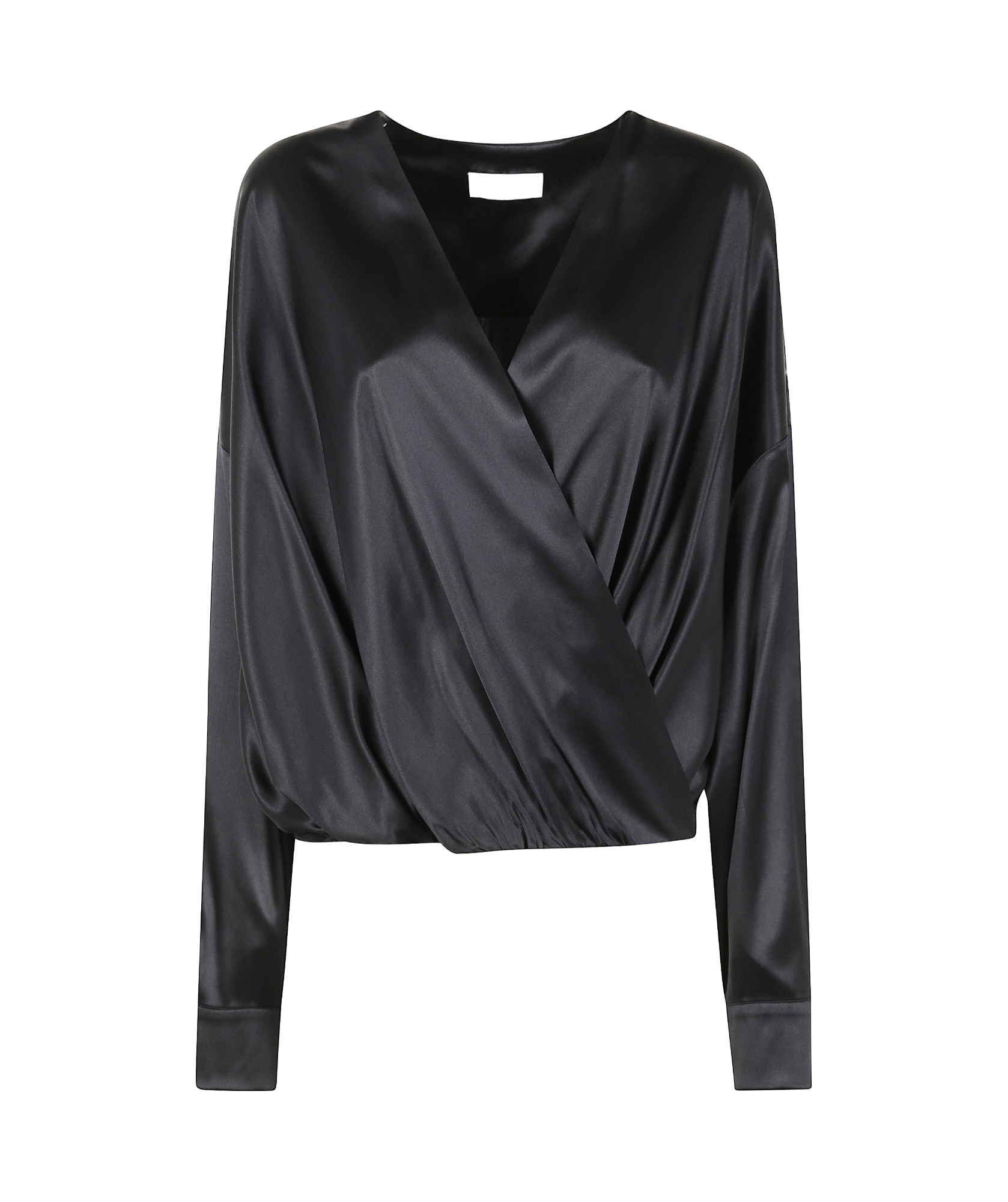 Dries Van Noten Womens Black Wrap-front Puffball Stretch-silk Shirt In Black