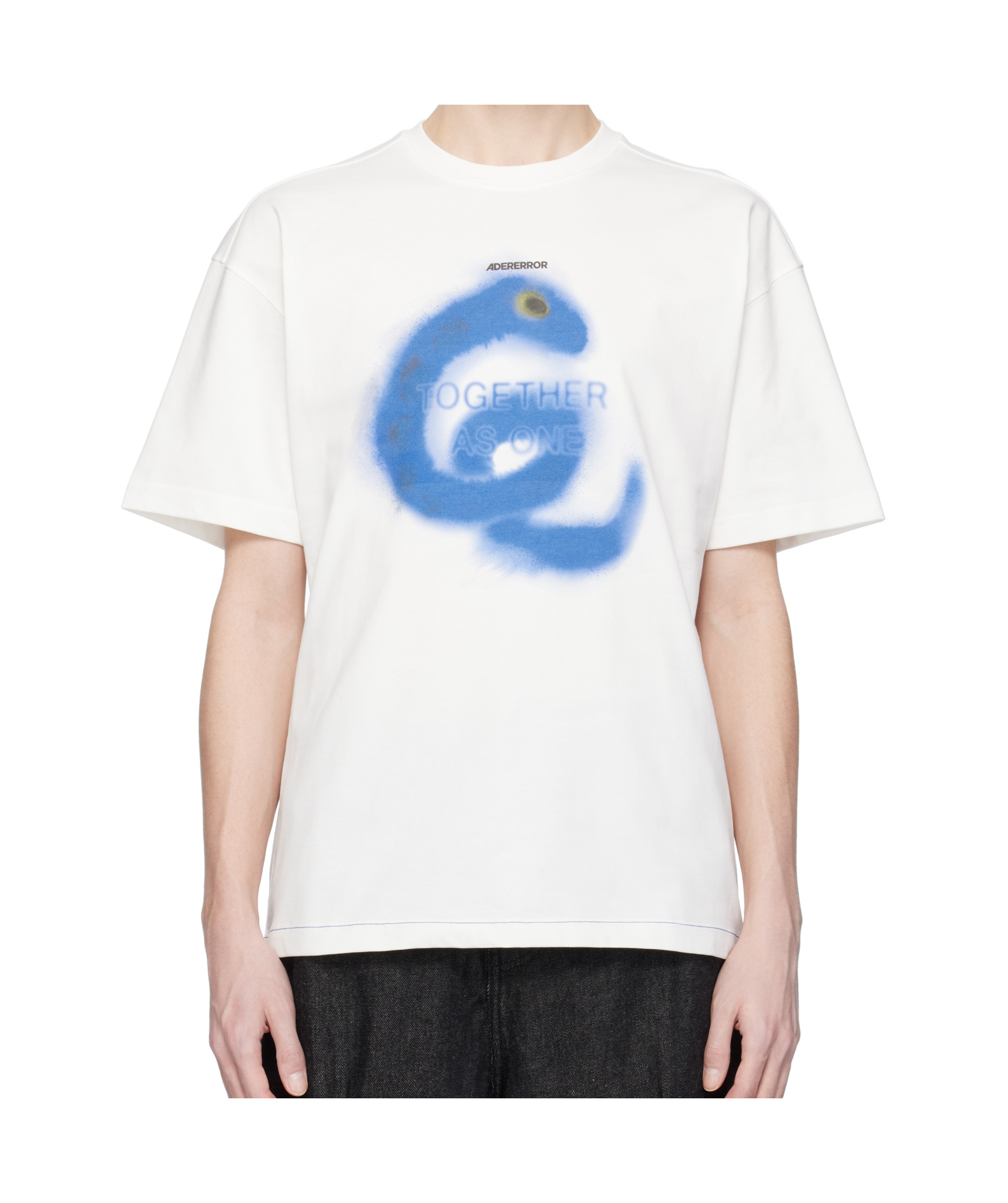 Ader Error Round Neck Short Sleeve T-shirt In White