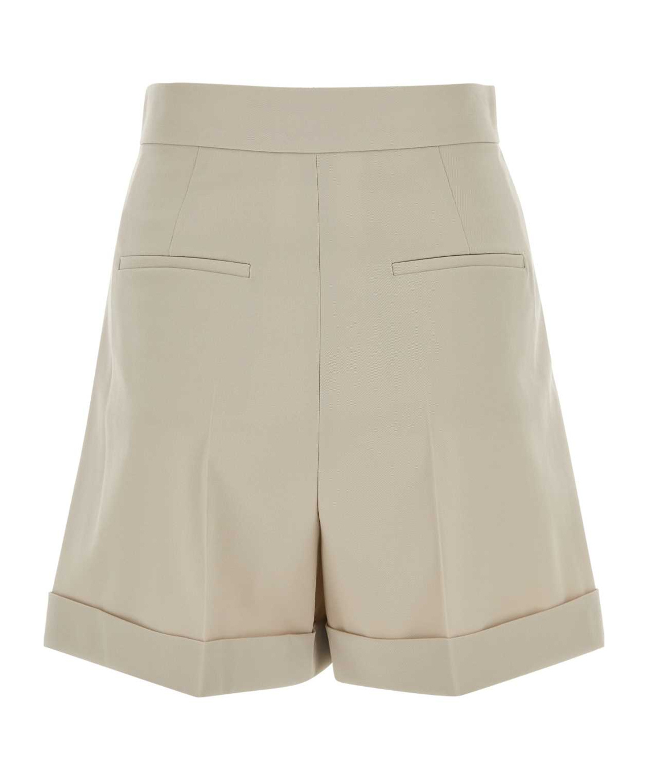 Max Mara Bormida Wool Gabardine Shorts In Nude