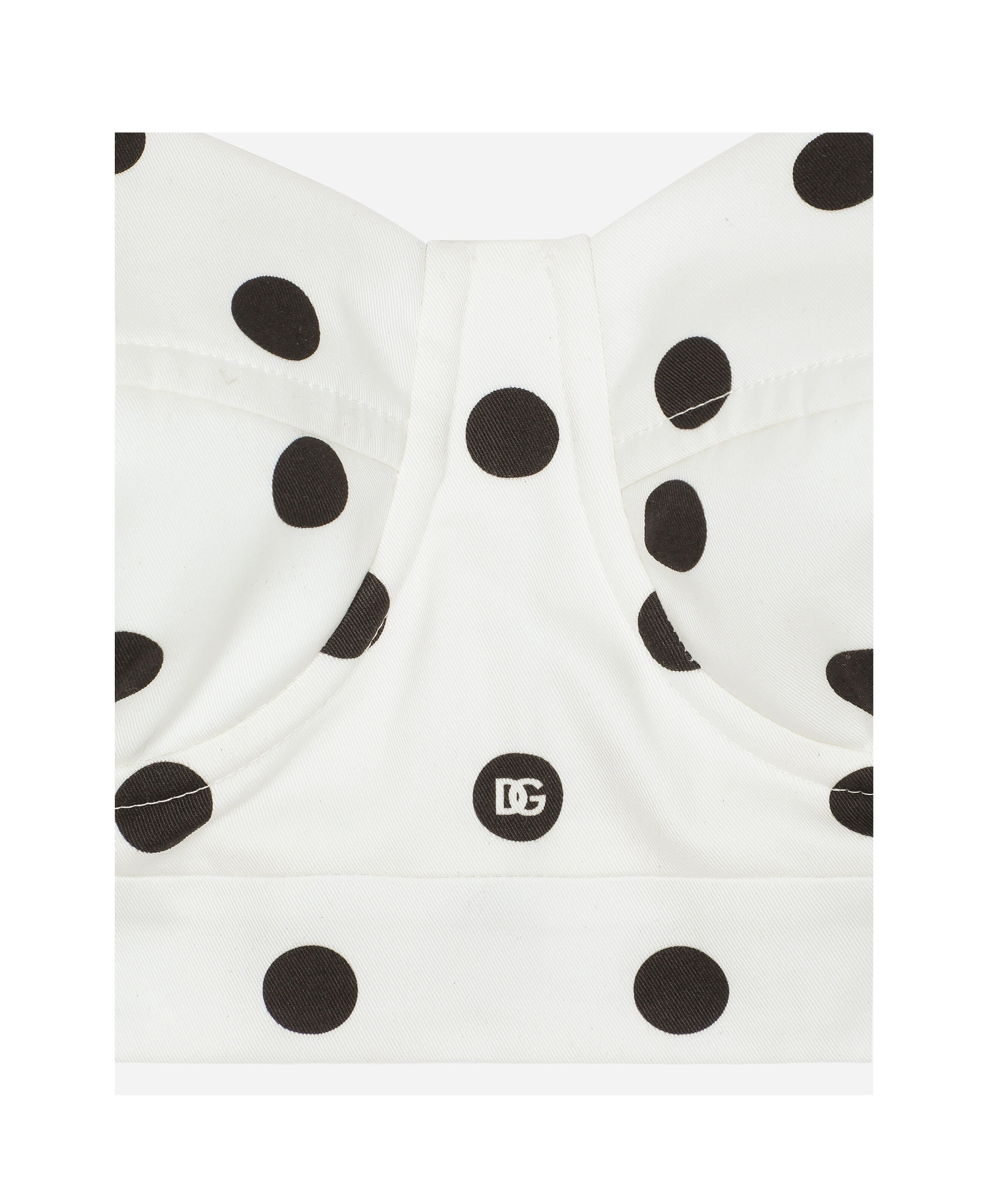 Dolce & Gabbana Polka-dot Cotton-blend Drill Crop Top In White