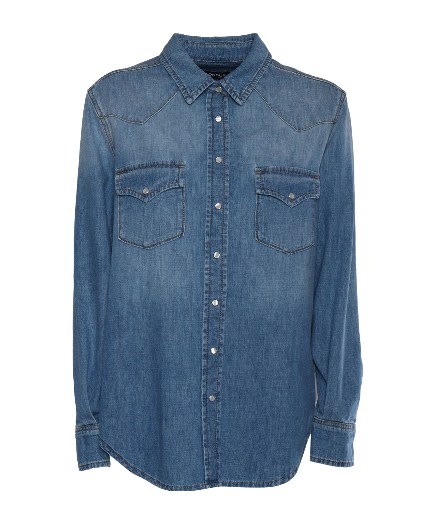 Dondup Denim Shirt With Button-up Front And Chest Pockets In Blue