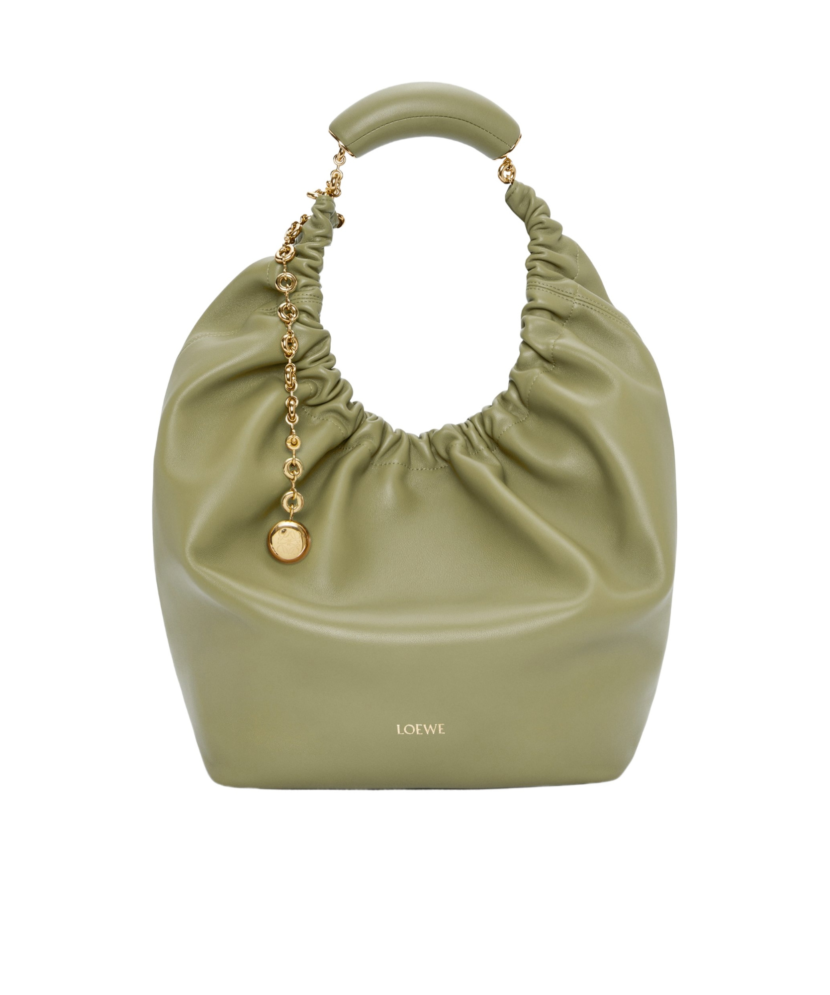 Loewe Womens Squeeze Medium Leather Shoulder Bag In Green