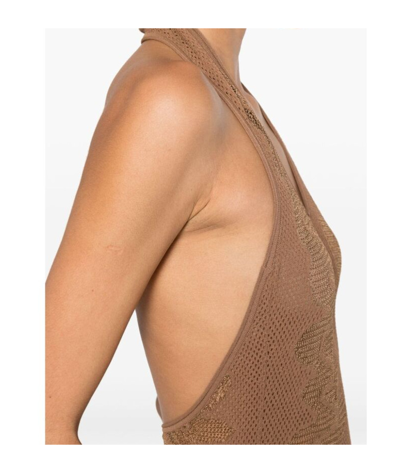 Saint Laurent Open-knit Body In Brown