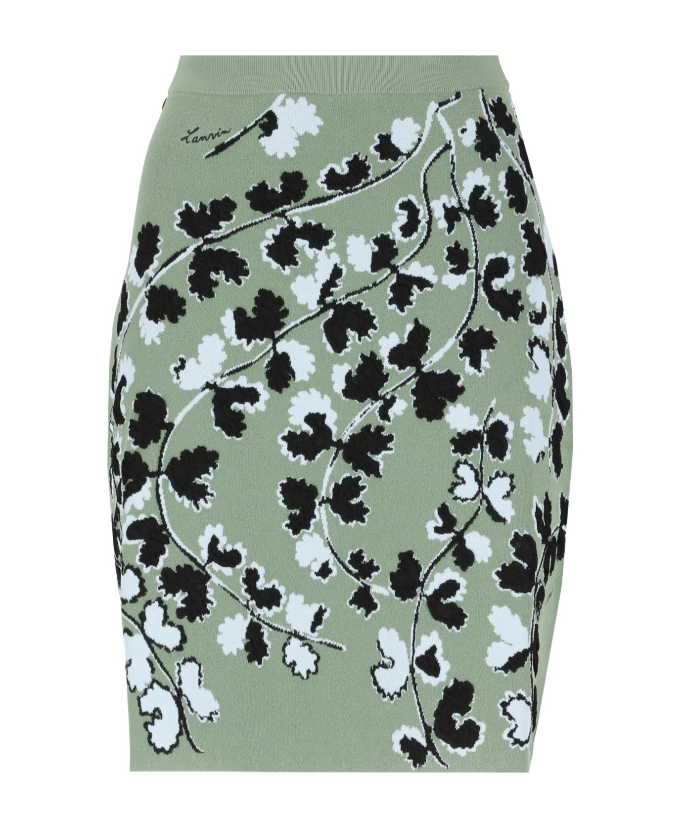 Lanvin Floral Pattern Elastic Waist Midi Skirt In Green