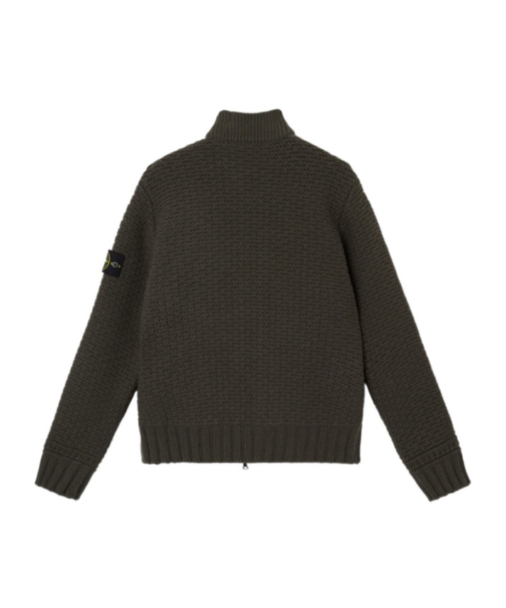 Stone Island Bomber-style Jumper With Zip Pockets In Green