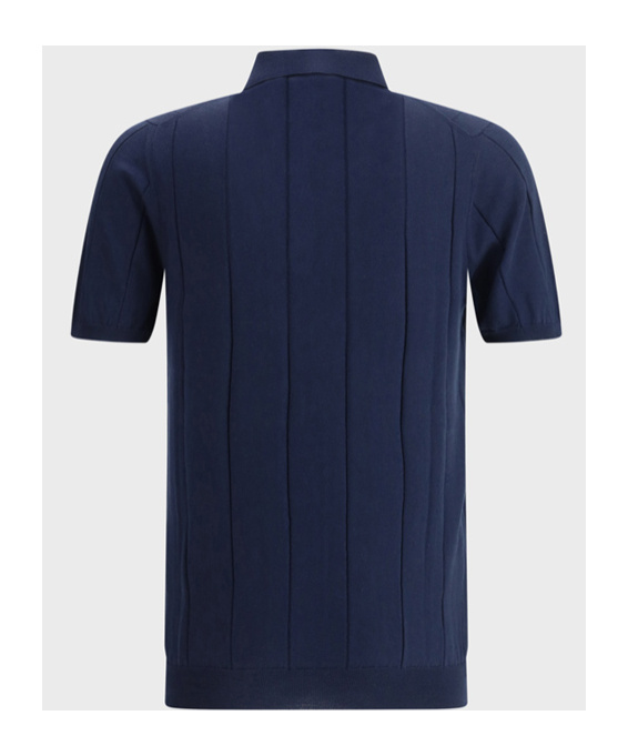 Shop Kiton Ribbed-knit Polo Shirt In Blue