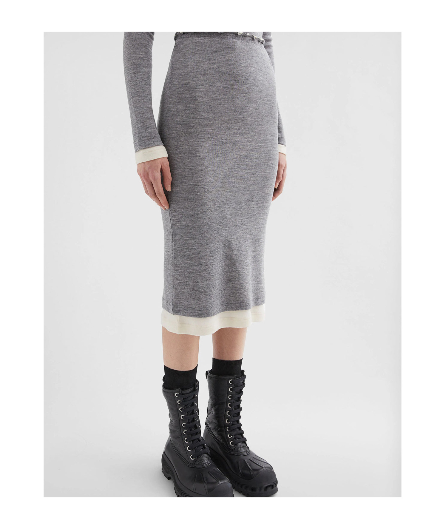Jil Sander Lightweight Wool Layered Skirt In Gray