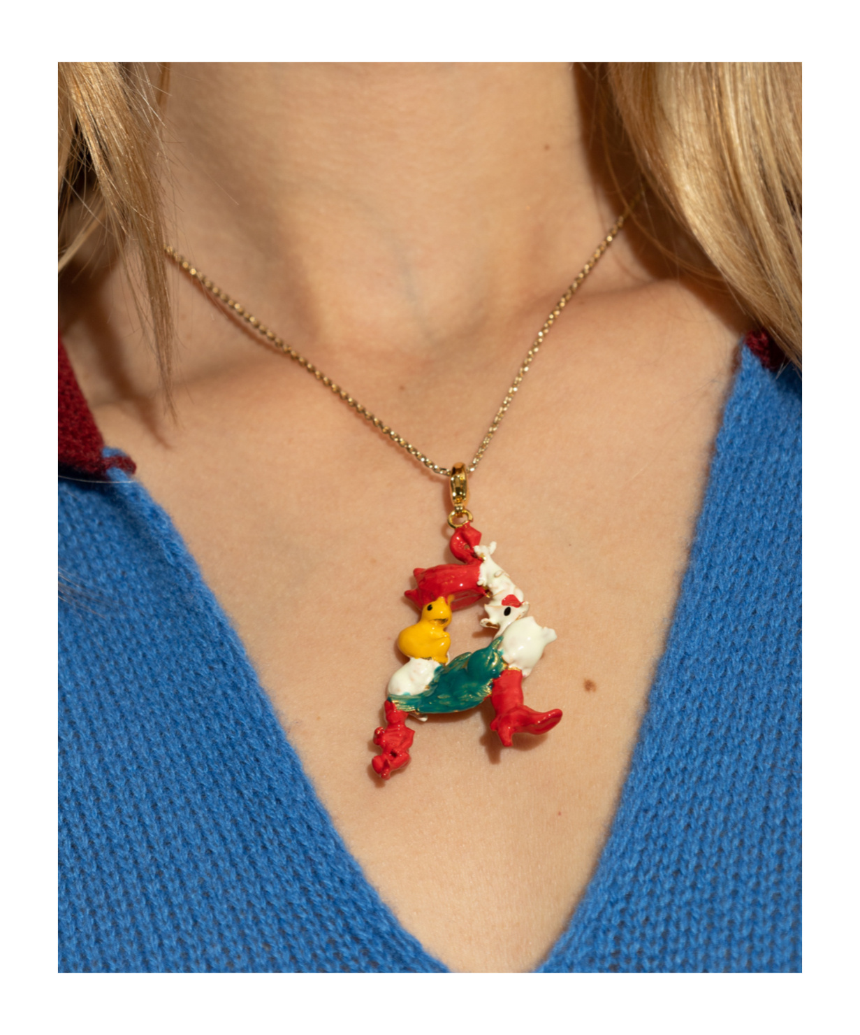 Marni Enamel Duck Pendant In Red