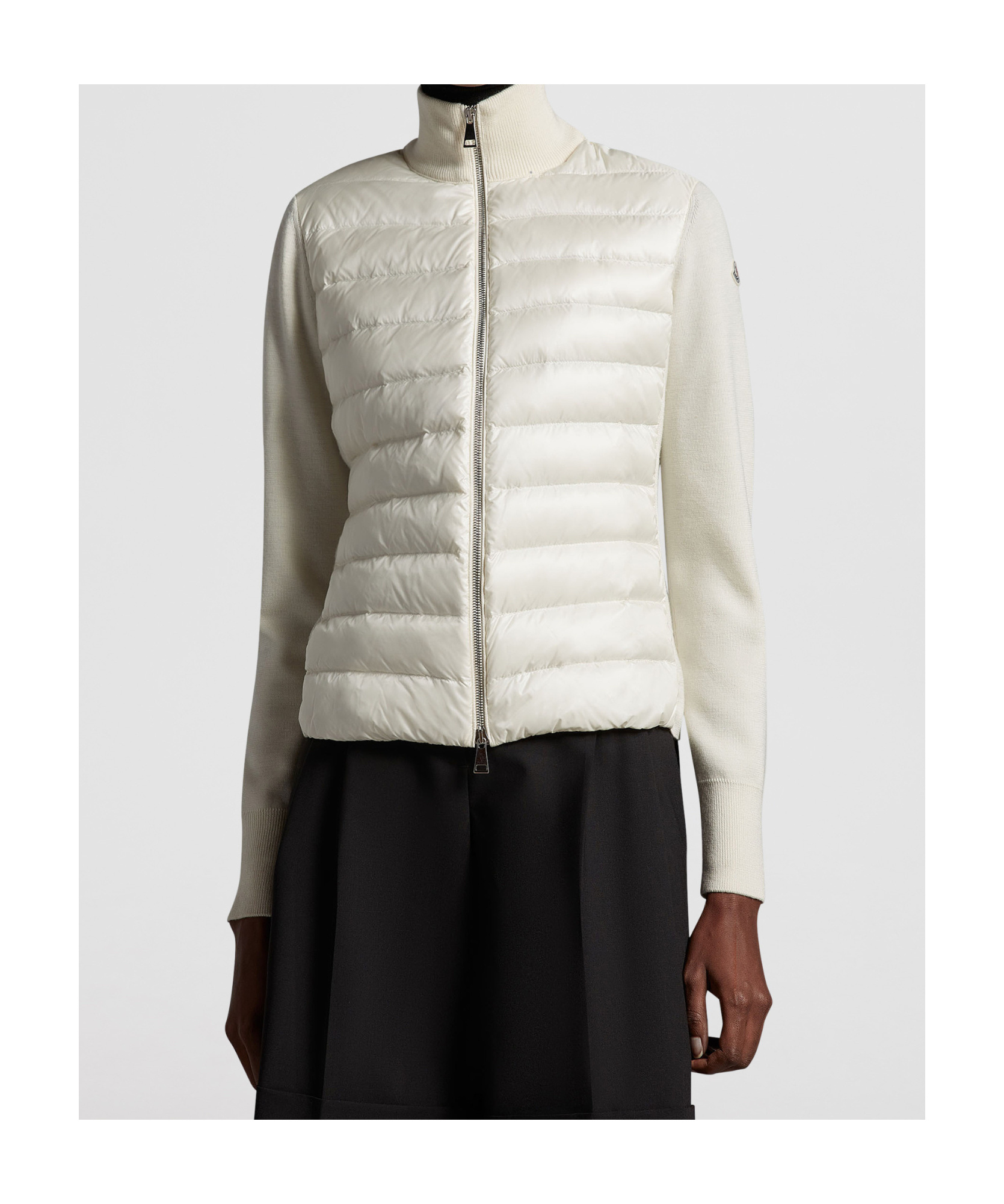 Moncler Padded Wool Zipper Down Jacket In White