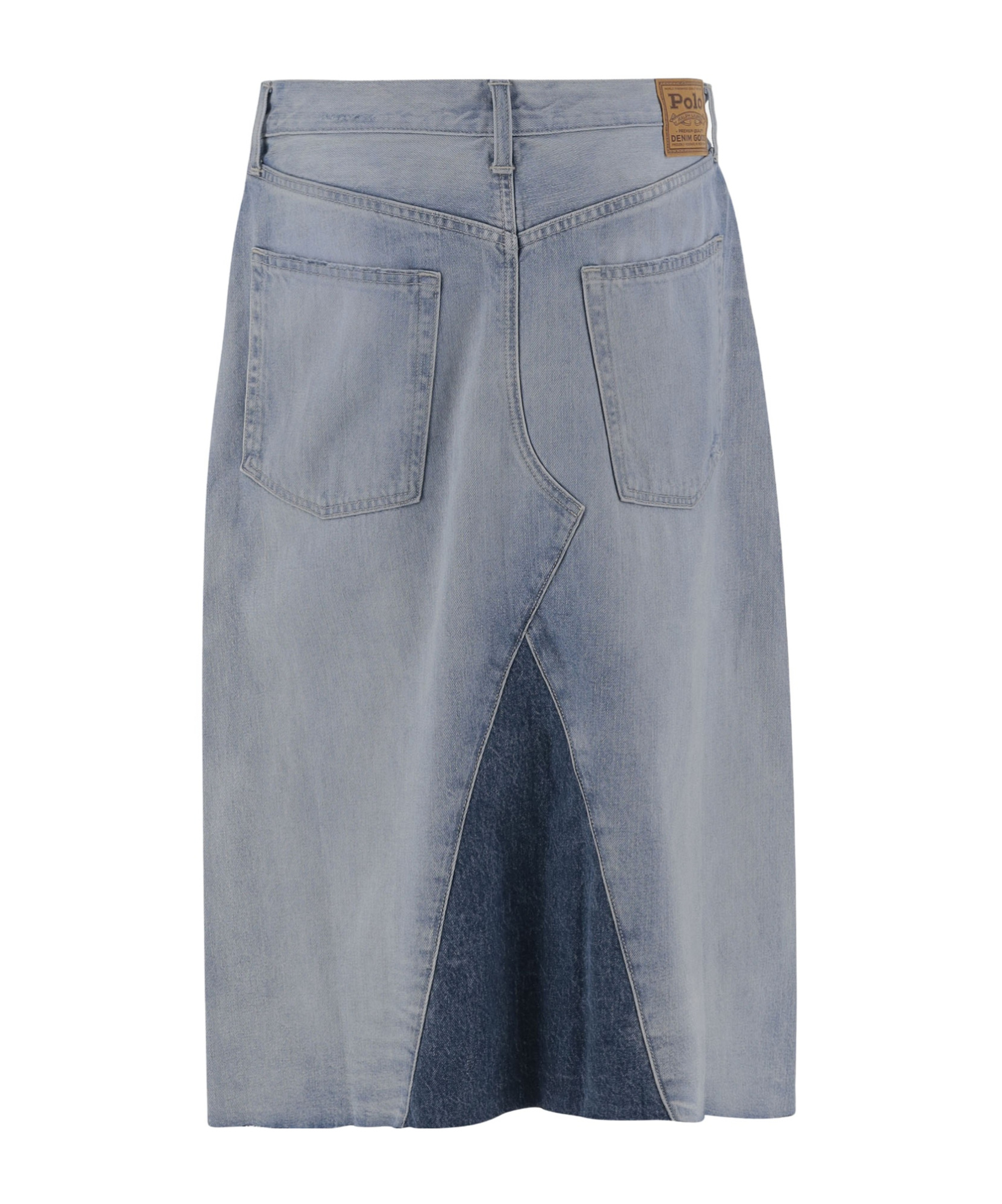Polo Ralph Lauren Patchwork Denim Midi Skirt In Blue