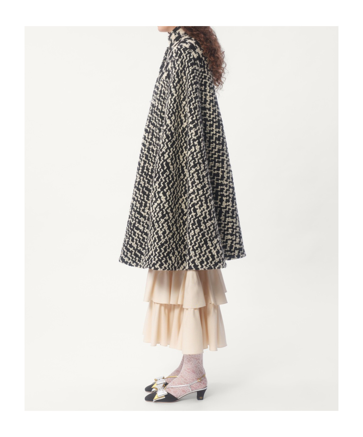Valentino Virgin Wool-blend Cape In Black