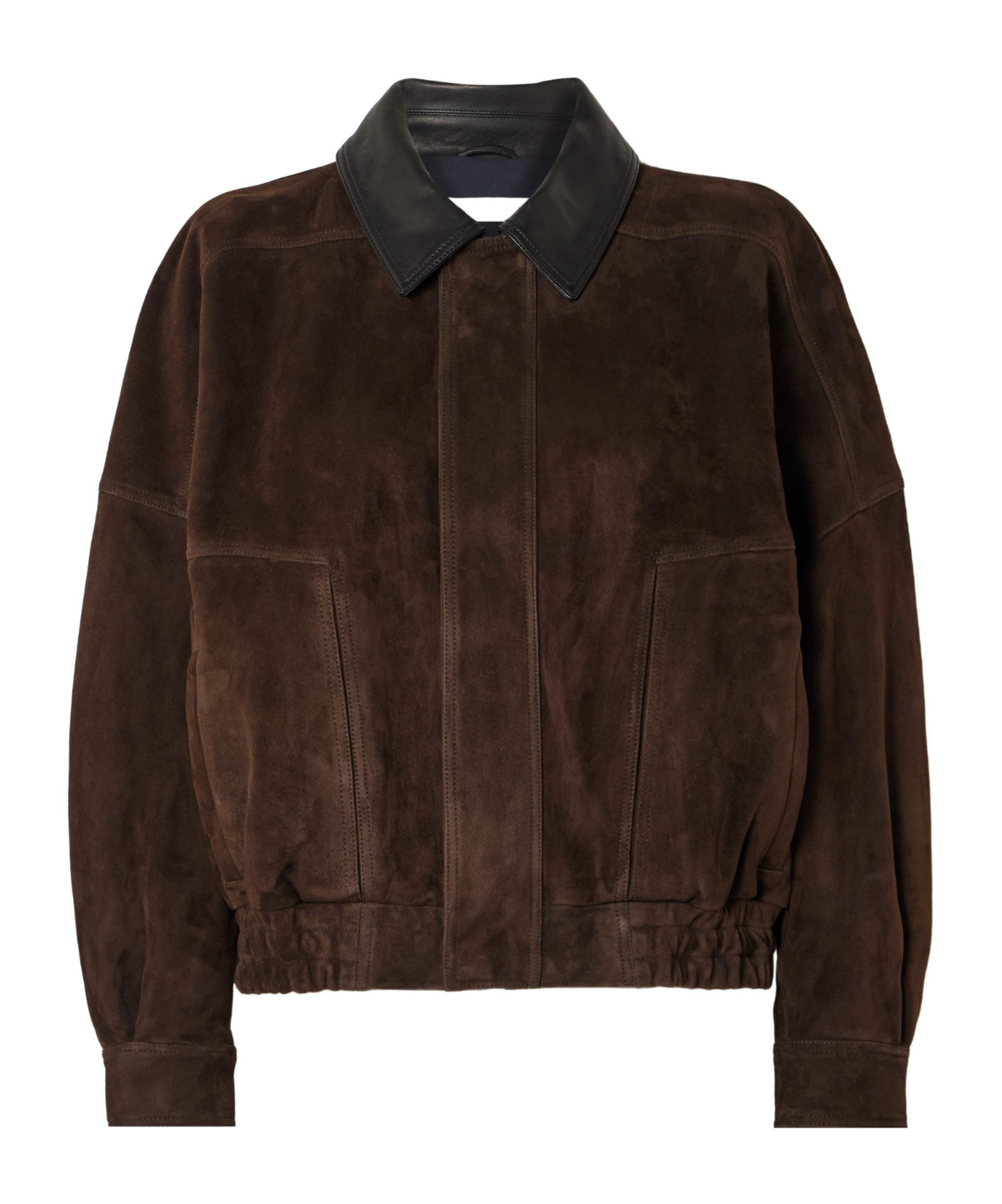 Nour Hammour Dalma Leather-trimmed Suede Bomber Jacket In Brown