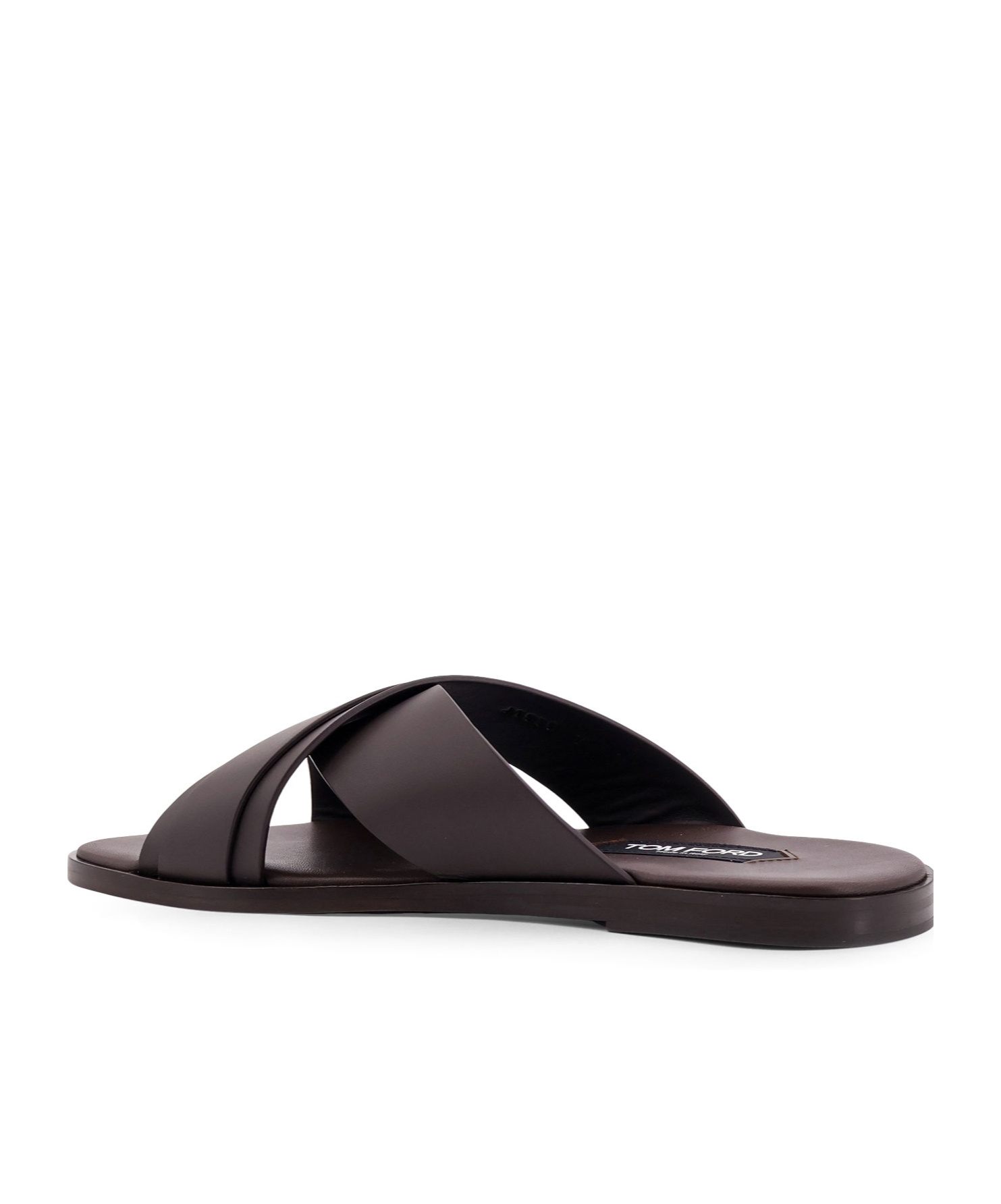 Tom Ford Mens Preston Crossover-strap Leather Sandals Dark Brow In Black