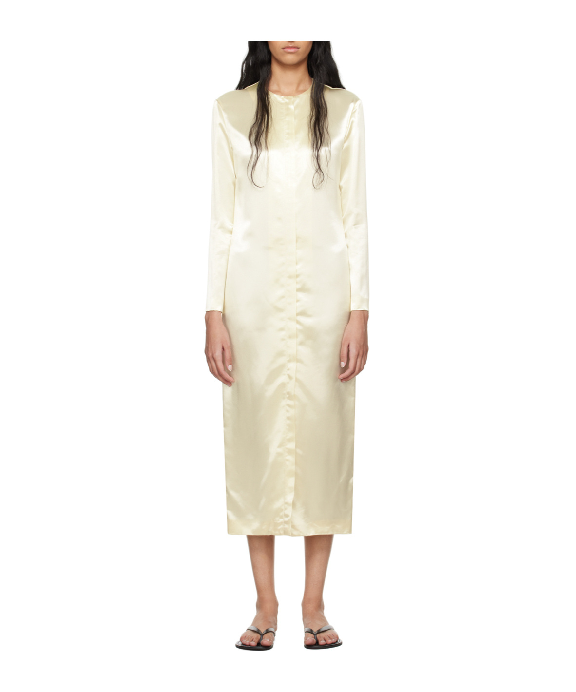 The Row Iside Long Satin Dress In White