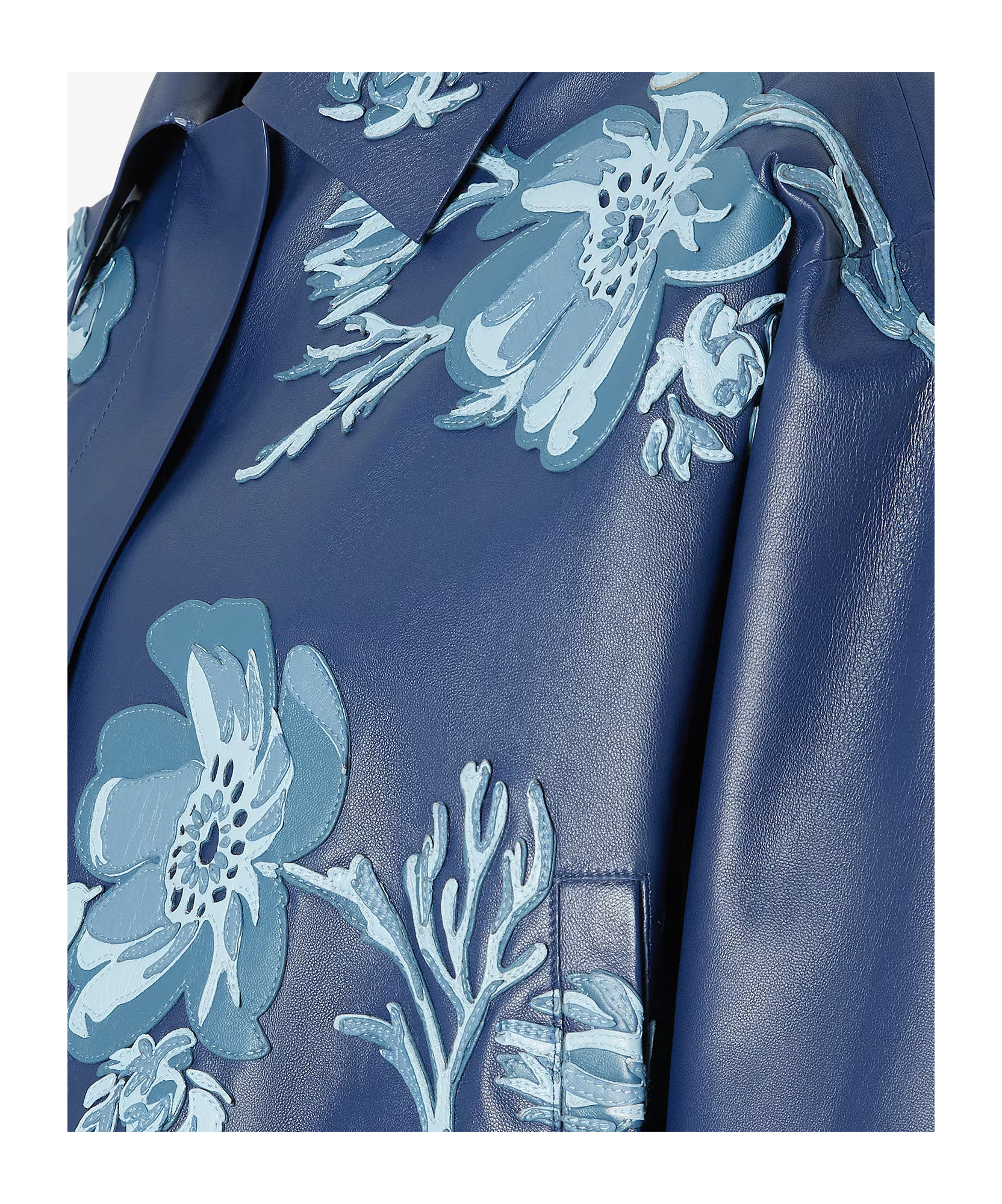 Fendi Blue Leather Bomber Jacket