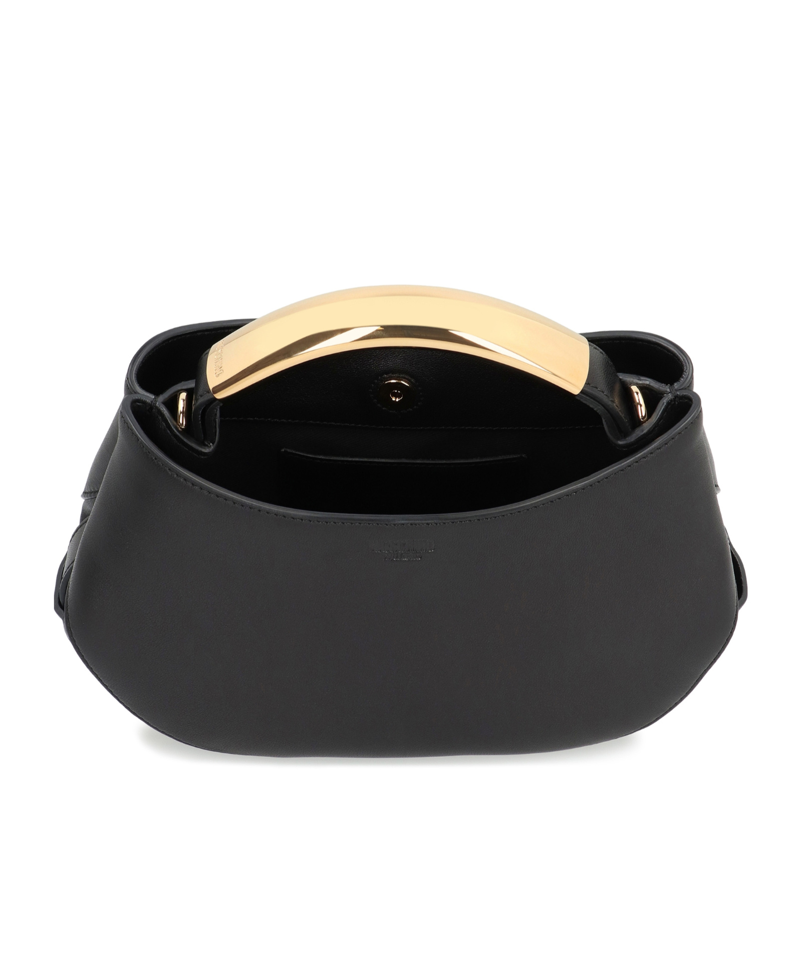 Moschino Curved-handle Leather Tote Bag In Black