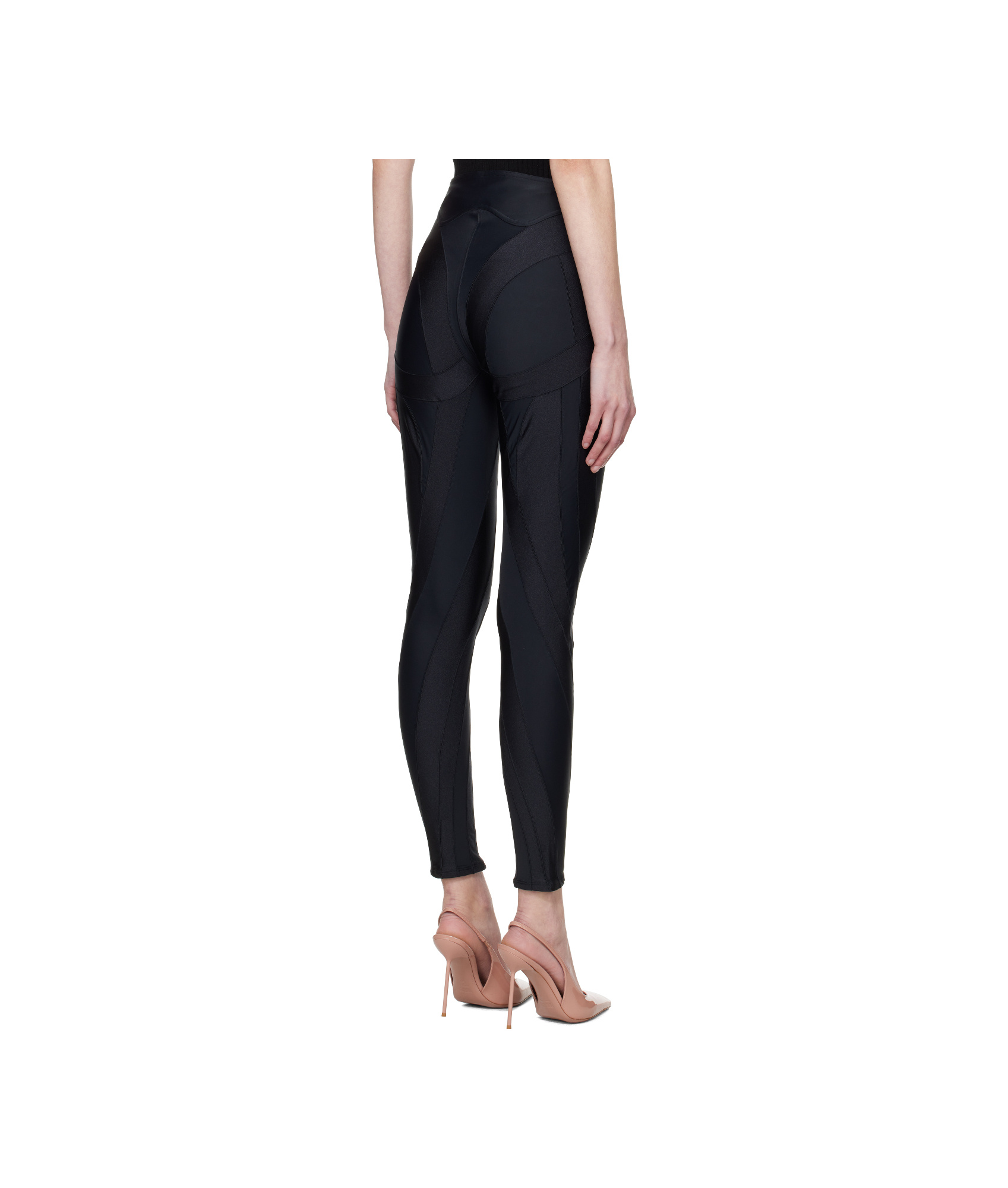 Mugler Elastic Knitted Leggings In Black