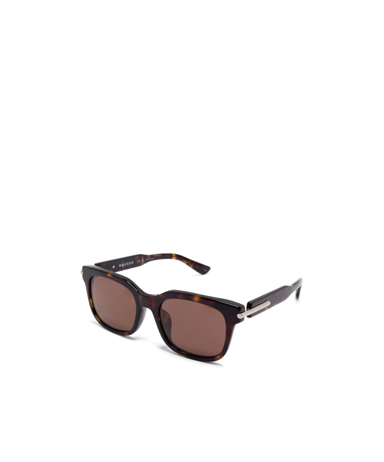 Alexander Mcqueen City T-bar Rectangular Sunglasses In Havana Brown