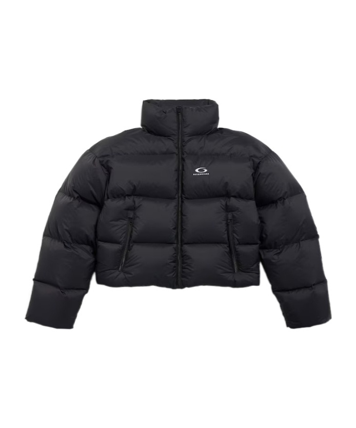 Balenciaga Logo Down Jacket In Black