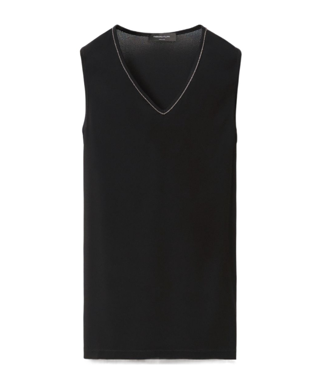 Shop Fabiana Filippi Sable' Filo Diamante V-neck Top In Black