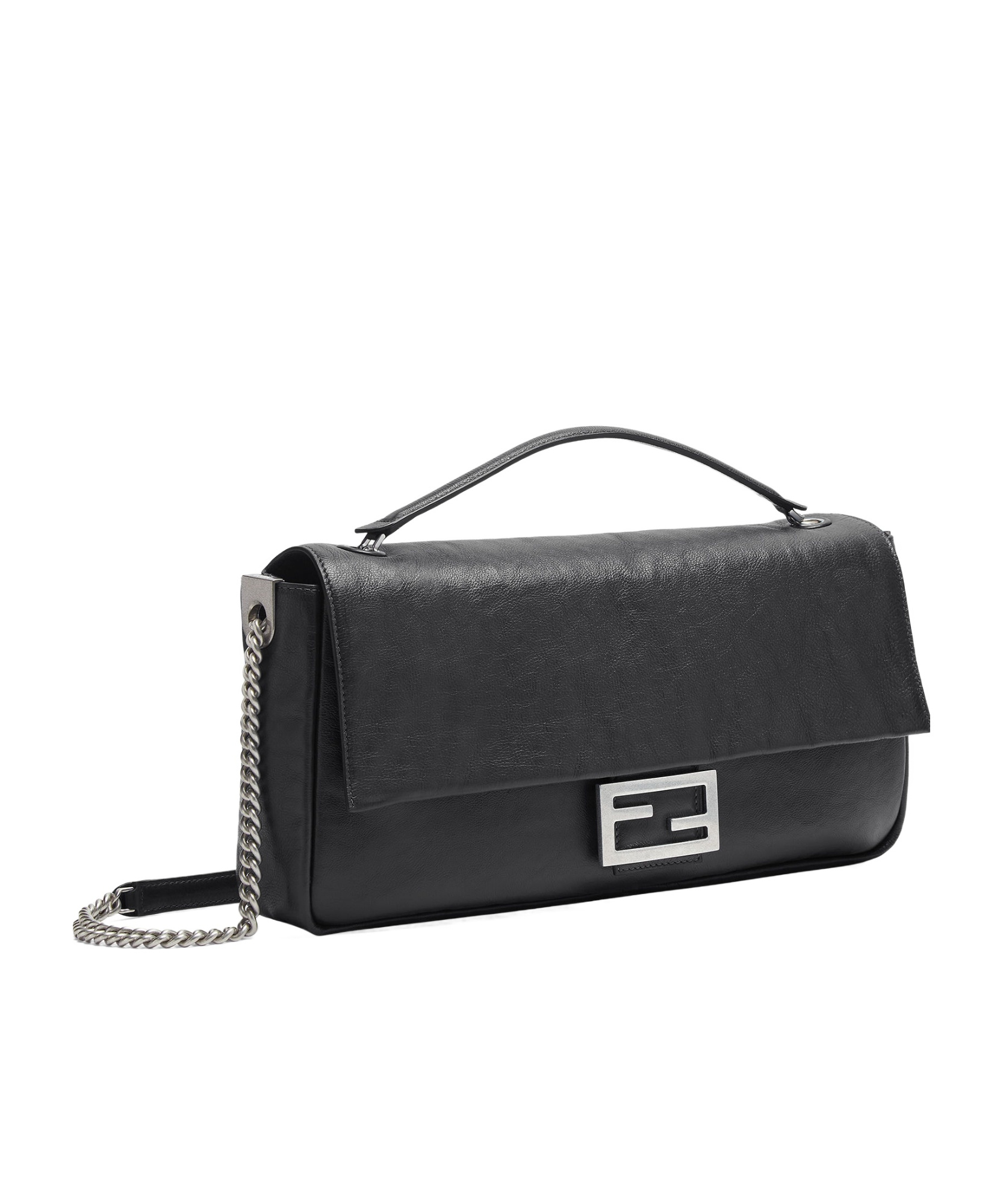 Fendi Baguette Chain Large Shoulder Bag In Black