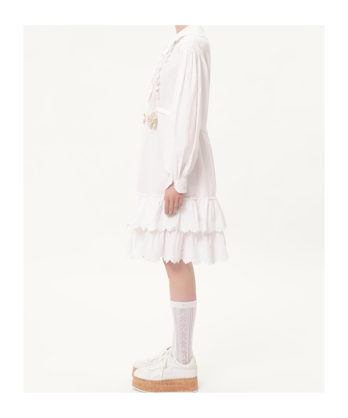 VALENTINO EMBROIDERY COTTON AND LINEN DRESS