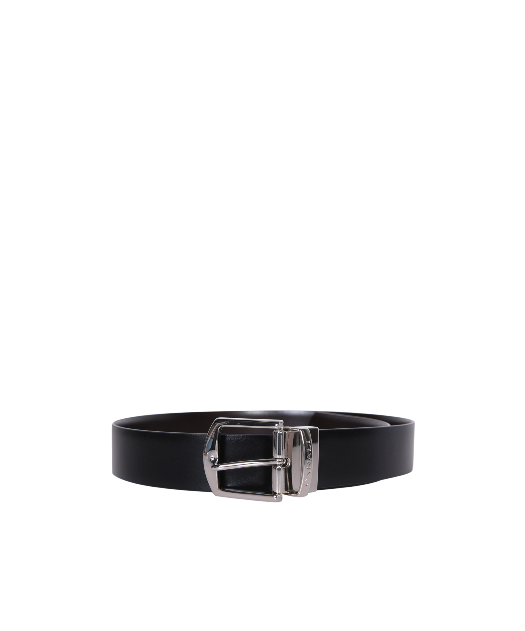 Canali Reversible Smooth Leather Belt In Black