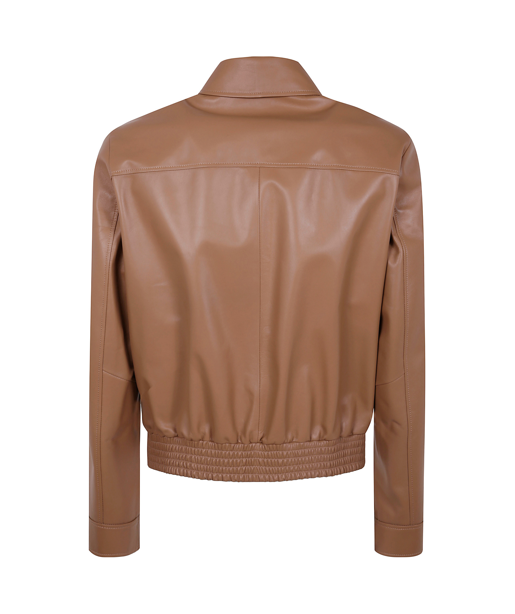 Desa 1972 Leather Fitted Bomber Jacket In Brown