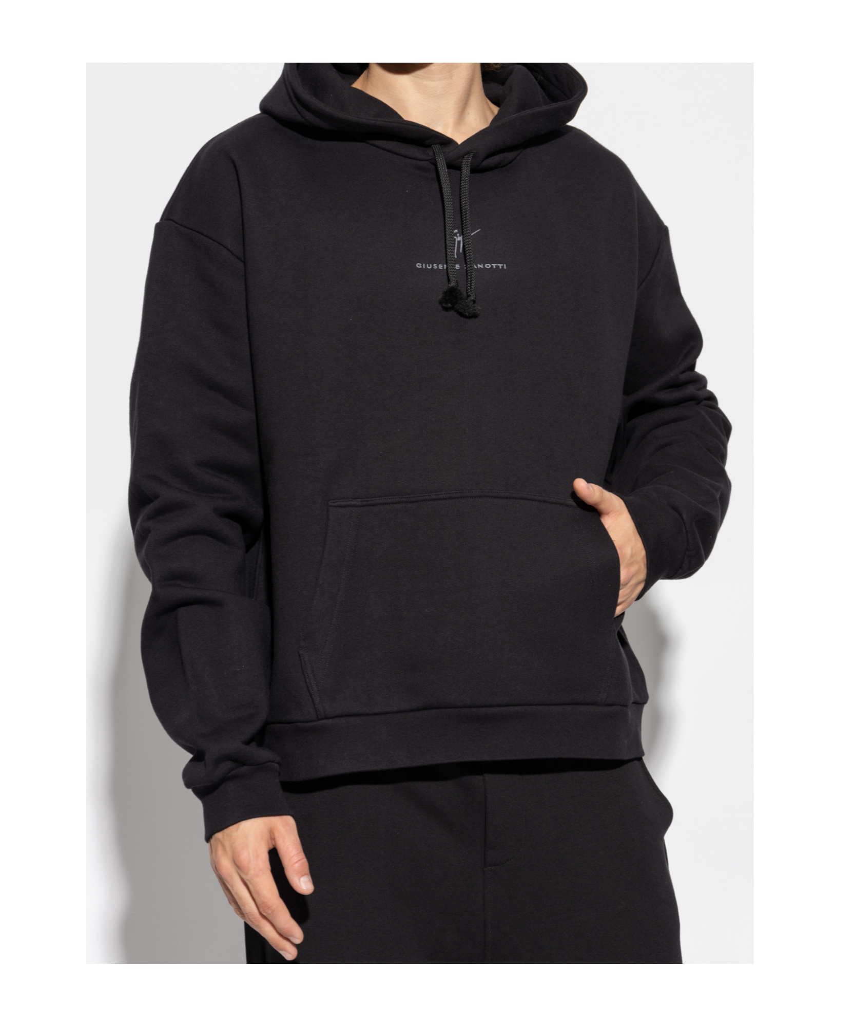 Shop Giuseppe Zanotti Logo-embroidered Drawstring Hoodie In Black