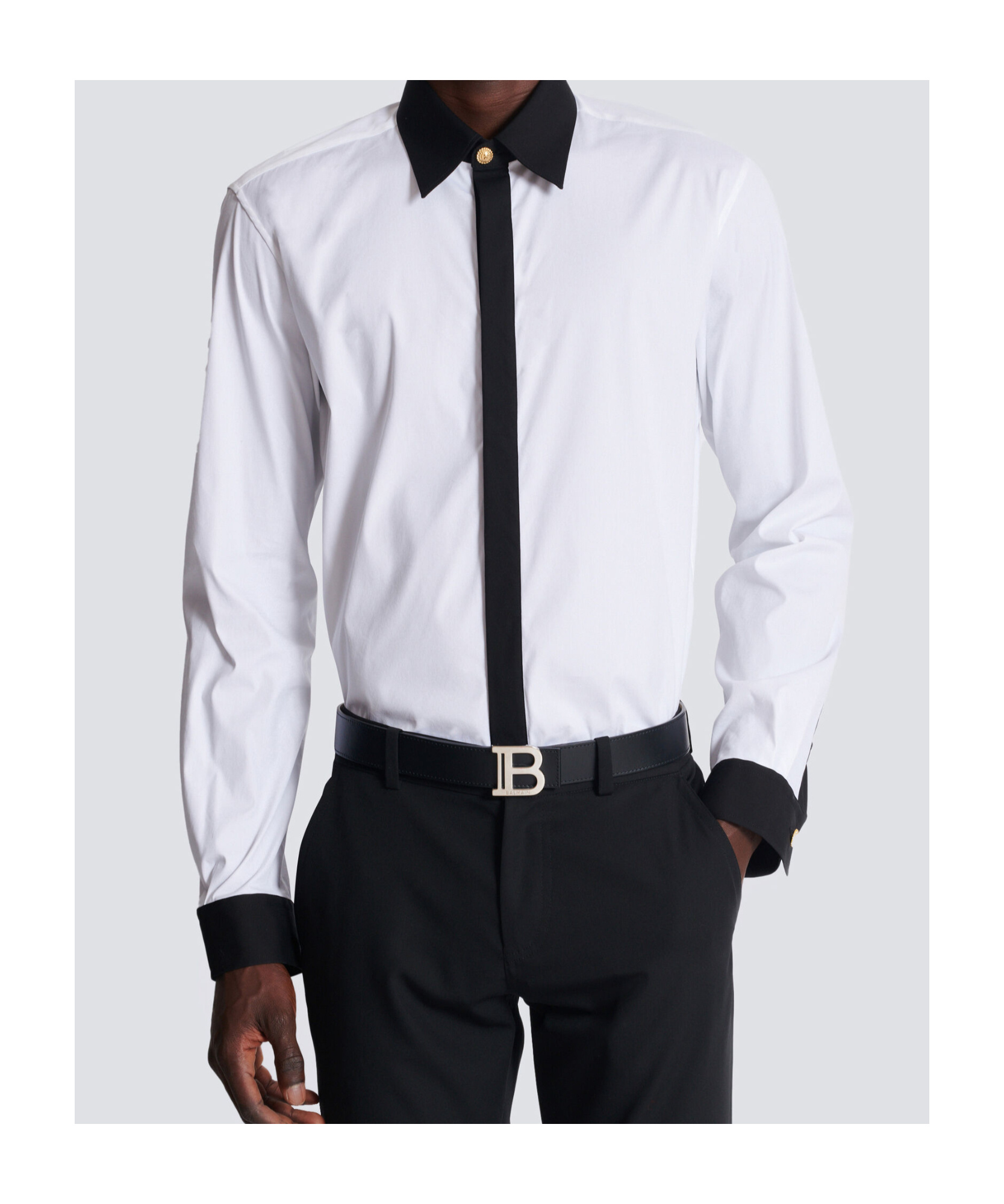 Balmain Man Belt Black Size 39.5 Calfskin In Black