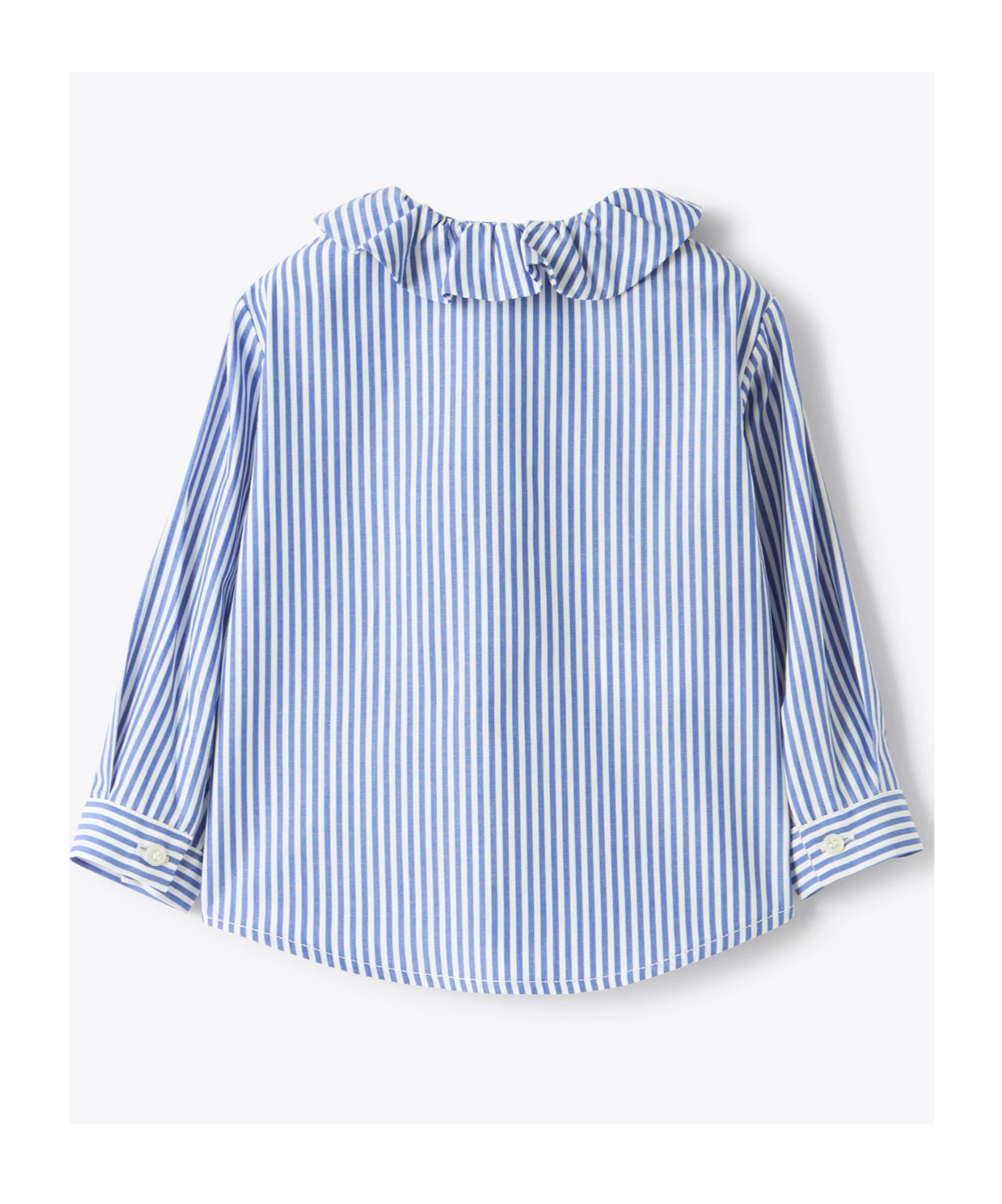 Il Gufo Striped Shirt With Ruffles In Blue